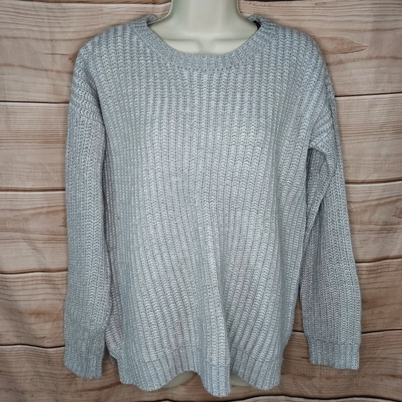 Forever 21 sweater chunky knit chenille crew neck long sleeve heather gray M - Picture 1 of 5